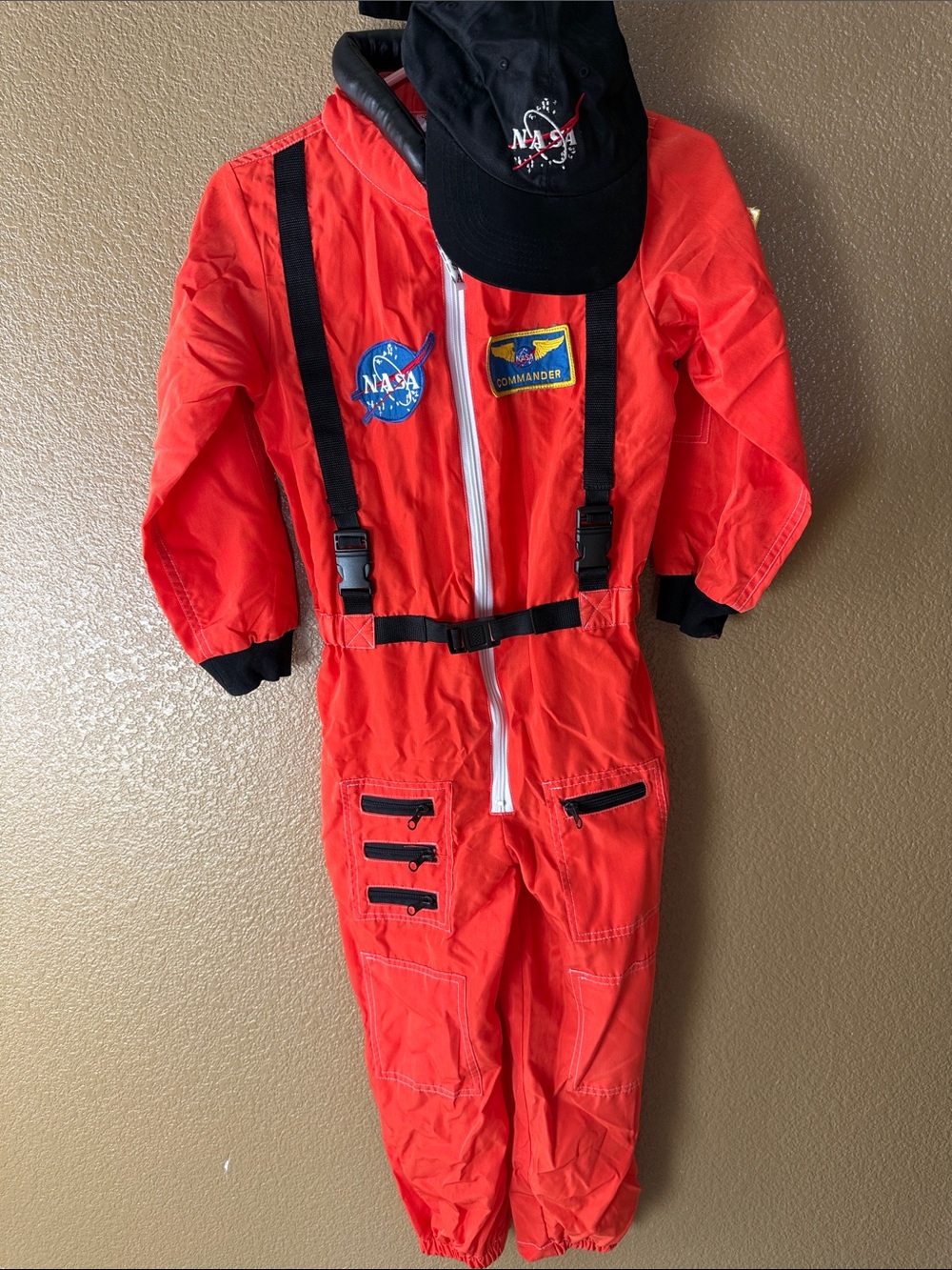 Kids' Orange Astronaut Costume Jumpsuit with Black Accents - Classic Space Look